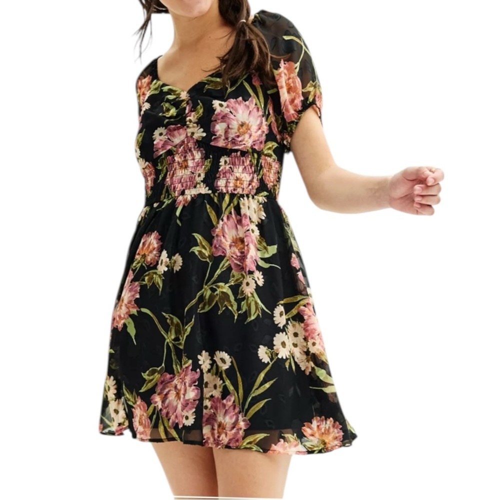 Lily Rose Floral Smocked Mini Skater Dress Juniors Size XXL New - Picture 2 of 13